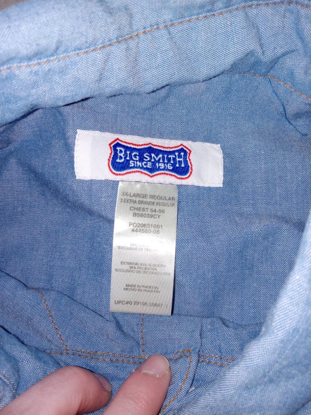 Vintage Big Smith Chambray Cowboy Western Pearl Snap Work Rancher Shirt 3XL - Picture 7 of 12